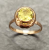 14ct Yellow Gold Ring wit Bezel Set Light Green Sone - Size N