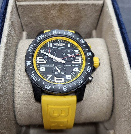 Breitling Endurance Pro 44mm Mens Watch - Yellow Rubber - Boxed
