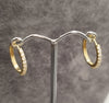 18ct Yellow Gold Sleeper Hoop Earrings Set with Clear Stones
