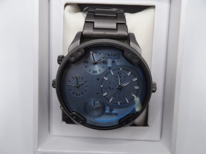 Softech Men's Gunmetal Grey Large Blue face Watch
