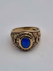 9ct Yellow Gold Blue Spinel College Ring (London university) - Size G - 4.55 Grams