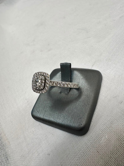 14ct White Gold Multi Clear Gem Ring - Size T