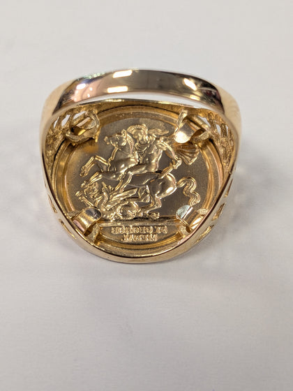 9ct ST George Ring Size R 1/2