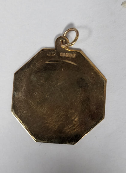9ct Yellow Gold Saint Christopher Pendant - 2.27G - 2cm Diameter - Hallmarked