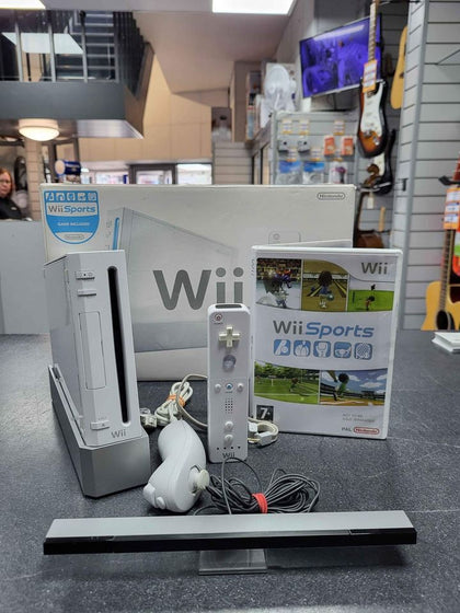 Nintendo Wii Console With Wii Sports, Wii Remote And Nunchuck.