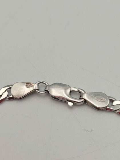 9ct White Gold Curb Bracelet - 7.5