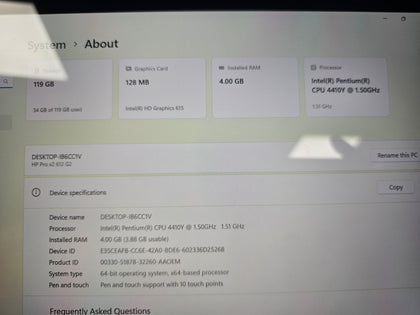 hp pro x 2  612 tablet 4gb ram  128gb