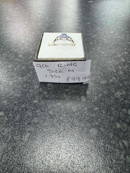 White gold Trilogy ring **9ct** **Size M** **1.35 Grams** **Hallmarked**