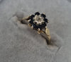 9ct gold ring sapphire stones size i