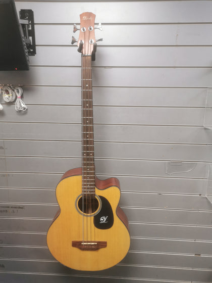Lindo FMB-010 4 String Acoustic Bass - Natural Finish - dints in back of neck and loose wire inside