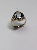 9CT GOLD RING WITH LARGE DARK RED STONE