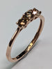 9ct Rose Gold/ Champaign Triple Diamond Ring - Size R