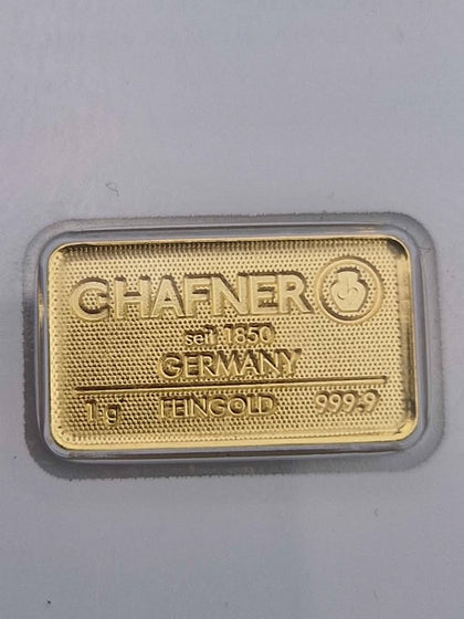 C.Hafner 1g Fine Gold Bar 24ct (.9999) - Sealed Assay Card