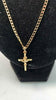 9ct Gold Square Curb Chain Necklace With Crucifix Pendant - 20" Long - 8.58 Grams