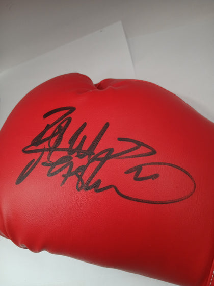 **REAL** Frank Bruno Signed Red Lonsdale Boxing Glove (with Certificate Of Authenticity)