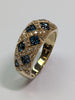 9ct gold diamond & blue stone cluster ring