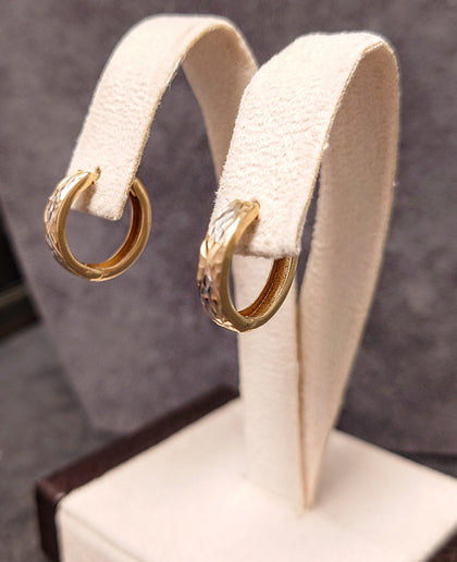 14ct Yellow & White Gold Huggie Hoop Earrings