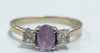 9CT - Yellow Gold Ring With Purple And Clear Stones - 2.01g - Size N - Hallmarked