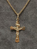 9ct Solid Yellow Gold Crucifix & Belcher Chain - 18"