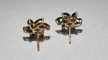 9ct gold blue flower earrings