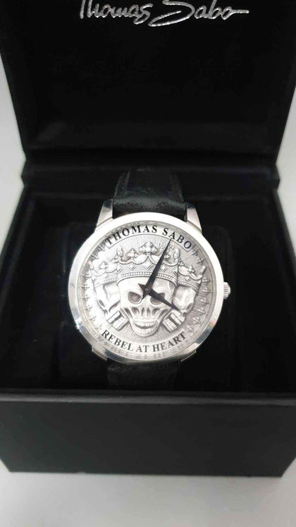 AX THOMAS SABO STAINLESS STEEL REBEL SPIRT 3D SKULL WA355 WATCH *BOXED*