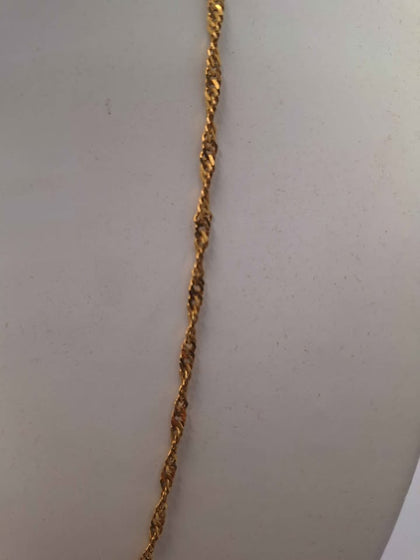 22ct Yellow Gold Singapore Twisted Chain Necklace With 9ct Clasp - 20