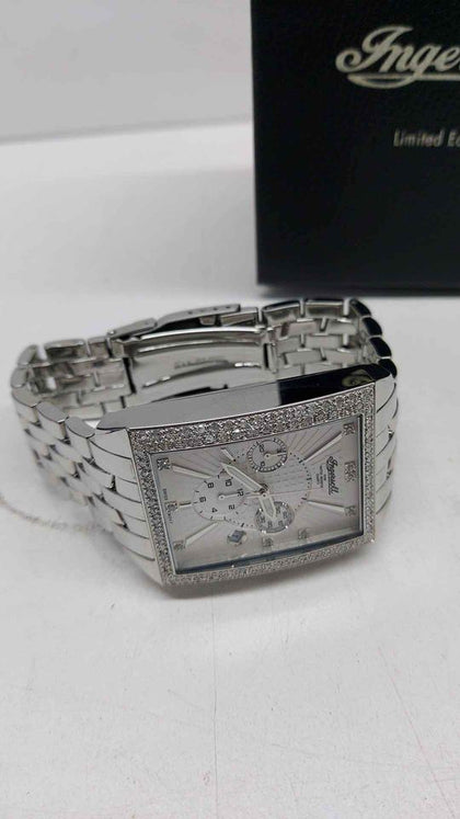 Ingersoll IG0539D Quartz Recangle Chronograph Watch Covered In Stones - With Date - Boxed.