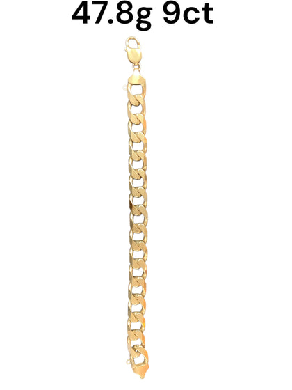 9ct Yellow Gold super Heavy Curb Bracelet - 8.5