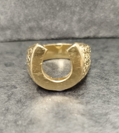 9ct Yellow Gold Chunky Horseshoe Ring - Size z