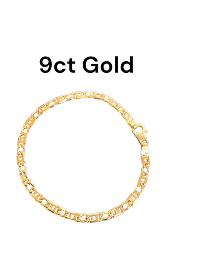 9ct Mixed link solid bracelet 7.5