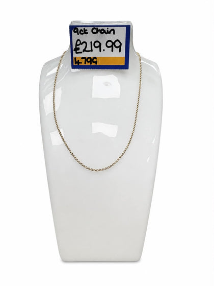 9ct Gold Dainty Belcher Chain  **25 Inches** **Hallmarked**