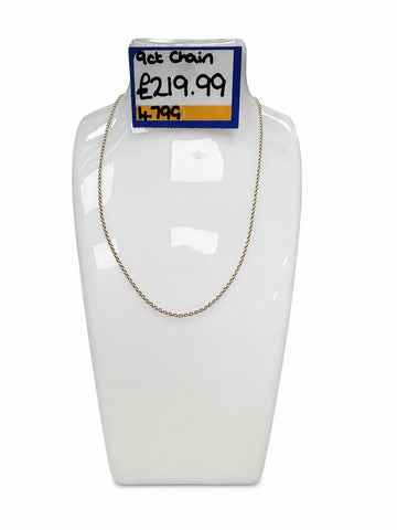 9ct Gold Dainty Belcher Chain  **25 Inches** **Hallmarked**