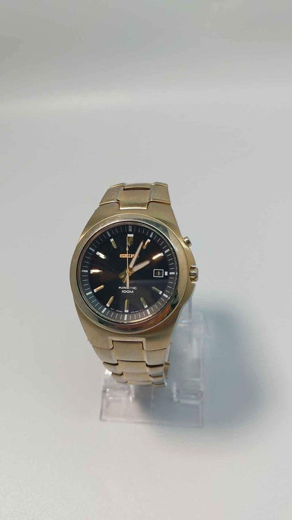 Seiko Gents 5M62-0CK0 Kinetic Watch With Date - Steel Bracelet (Plating Coming Off) - Unboxed