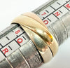 9ct three coloured tri ring with diamonds