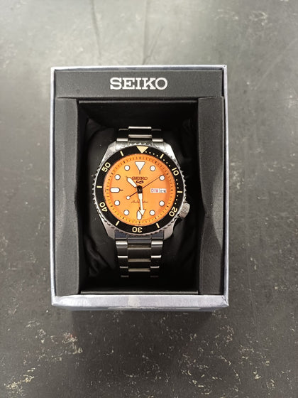 Seiko 5 Orange Dial Stainless Steel Watch 4r36-07g0 Automatic