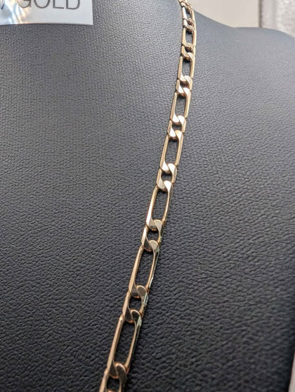 9ct Yellow Gold Figaro Chain Necklace - 10.78 Grams - 22