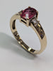 9ct Gold Diamond & Red Stone Ring