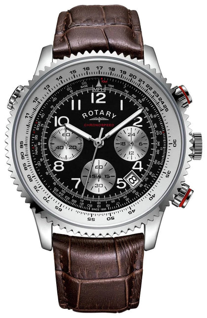 Rotary Men's Chronograph Brown Leather Strap Watch