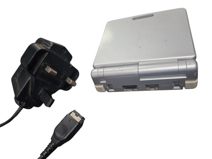 GAME BOY ADVANCE SP AGS-001 CONSOLE, COOL SILVER, UNBOXED, CHARGER INCLUDED