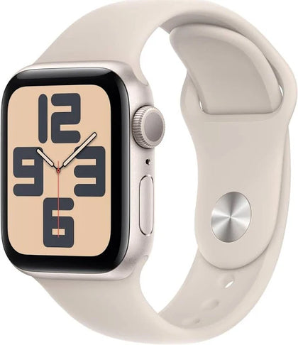 Apple Watch SE 2nd Gen 44MM GPS, Starlight Aluminum Case with white strap..