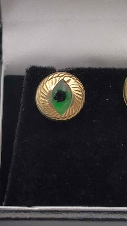 Vintage 14ct Yellow Gold Evil Eye Earrings – 1.93 Grams – Classic Protective Design