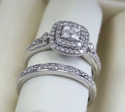 9ct White Gold Diamond Rings Matching Size 