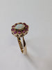 9ct Gold Red & multi coloured Stone Ring