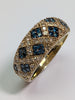 9ct gold diamond & blue stone cluster ring