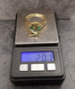 9ct Yellow Gold Large Round Cut Green Stone Ring Size - U