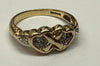 9CT GOLD DIAMOND HEARTS RING SIZE L 1/2