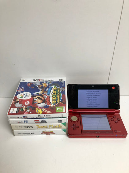 Nintendo 3DS - Metallic Red With Games