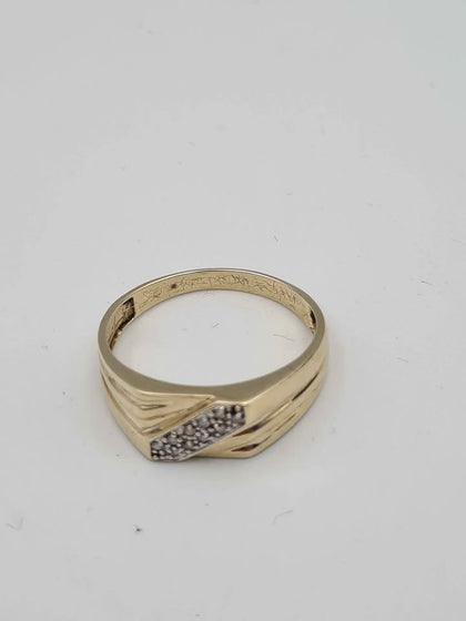 9ct Yellow Gold CZ Entirety Ring - Size R - 3.23 Grams
