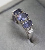 9ct White gold Ring With Purple Stones Size N