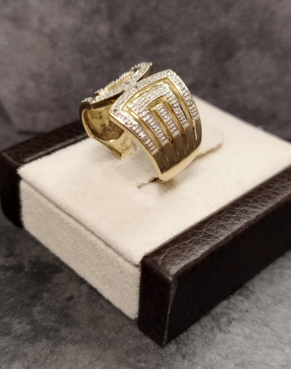 9ct Yellow Gold Greek Design Open Ring Size - P